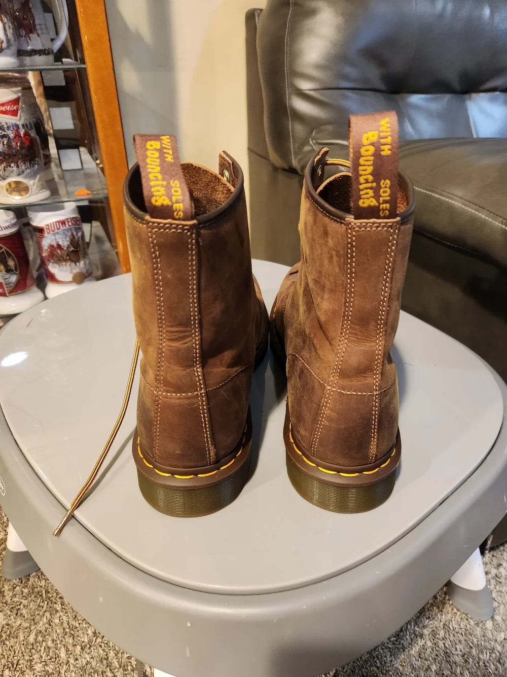 Dr. Martens Brown Leather Lace-Up Combat Boots Size 14 Men Very Clean